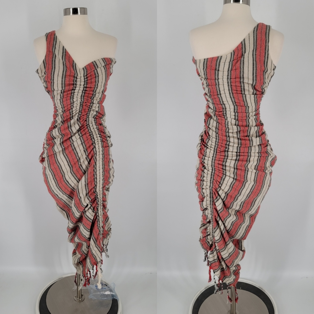 Just Bee Queen NEW Tatiana Dress in Red Brick Stripe Size XS